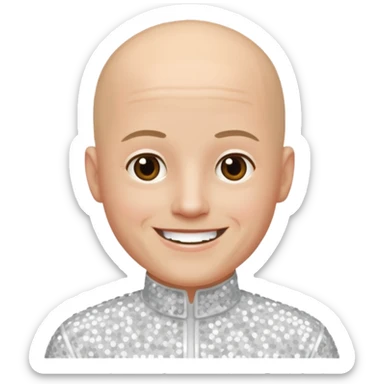 John Hendy from East 17 with light skin, bald head, white sequin outfit sticker