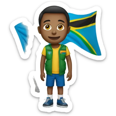 un garçon avec le drapeau de la Tanzanie  sticker