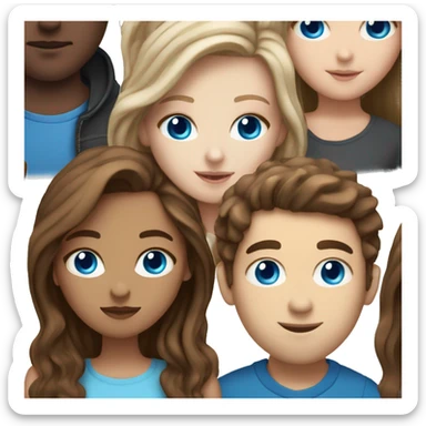 White girl with blue eyes brown hair kissing a guy with brown hair blue eyes white skin sticker