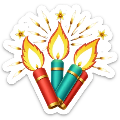 Firecrackers and sparkles, Diwali festival, cheerful sticker
