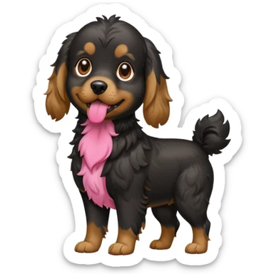 Black medium size mixed cocker shitsu dog, stand like full body dog emoji sticker