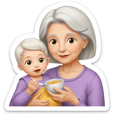 Grandmother feeding - 7 month granddaughter sticker