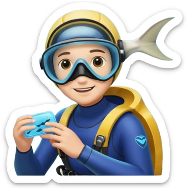 une personne qui est devant un aquarium où on peut carreser des raies menta sticker