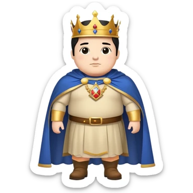 Full body of chubby Francisco I with black hair, royal king standing in royal attire with crown and cape sticker
