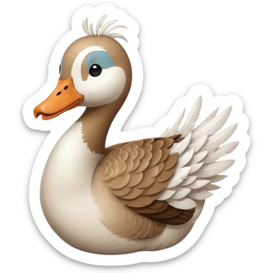 a goose with a hand sign of a peace sign sticker