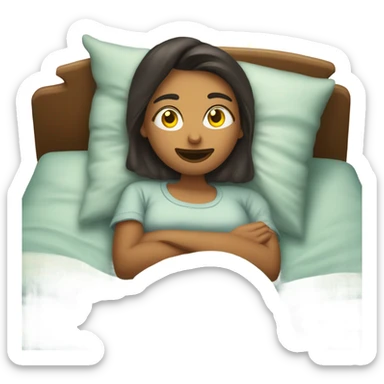 que sea un emoji de una chica acostada en su cama durmiendo  sticker