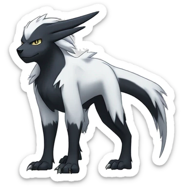 Cool Edgy Absol-Houndoom-Luxray Fakémon Digimon with Edgy markings, full body, outlined sticker