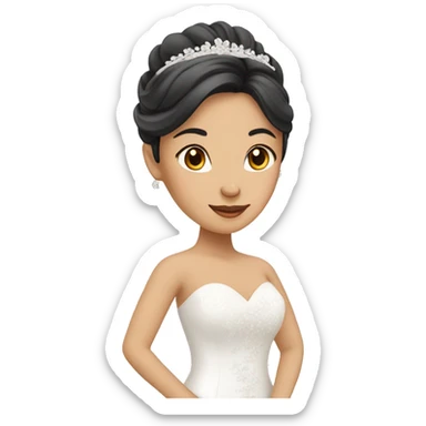 Asian bride with white wedding dress sticker