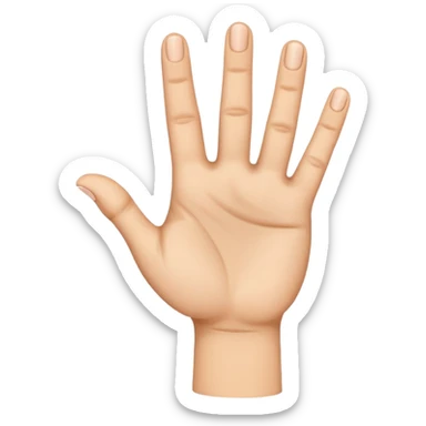 Palm facing hand with thumb index and middle finger out sticker