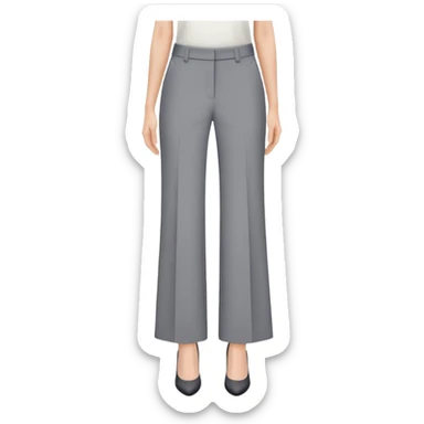 petite gray wide leg tailored pants for women, shorter length, ankle length, for short height woman, dress trousers, only the garment on white background sticker