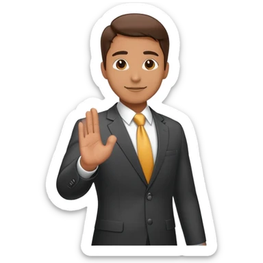 Professional salesman in suit with handshake gesture sticker