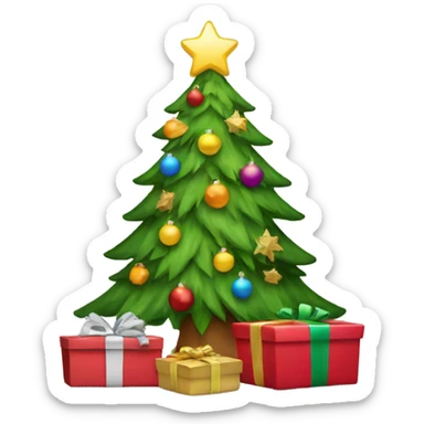 Christmas tree with gifts under  sticker