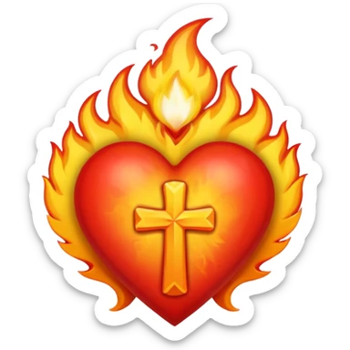 A heart with a cross and flame coming out of the top sticker
