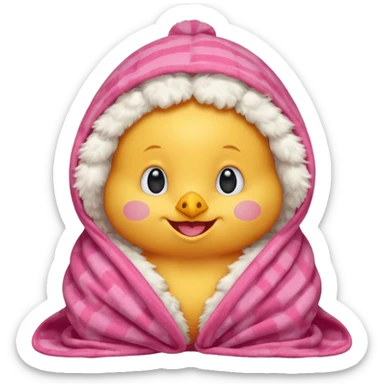 happy smile red chicks in pink blanket sticker