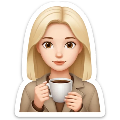 girl 19-22 years with a cup of coffee in hand sticker