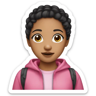 Cute biracial girl with black hair and pink clothes  sticker