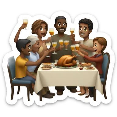 Toasting with friends at Thanksgiving sticker