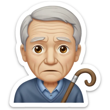 old man with Resentment - bitter indignation at having been treated unfairly - waving cane sticker