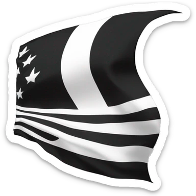 Drapeau noir flottant fort dans le vent avec écrit 1 NATION en arc en blanc avec une couronne blanche à trois pics blanches sous le texte 1 NATION sticker