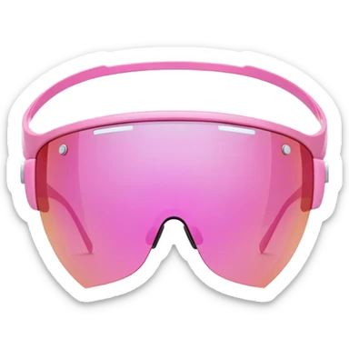 futuristic pink shield visor sunglasses, one-piece lens, Y2K style sticker