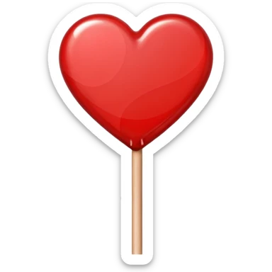 heart shaped semi transparent red lollipop on a stick sticker