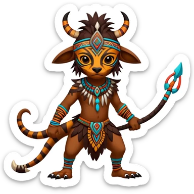 a colorful dark edgy realistic vernid-fionbri-creature with tribal markings full body sticker