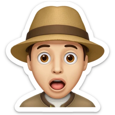 homme créole réunionnais  étonné  bouche ouverte avec chapeau sticker