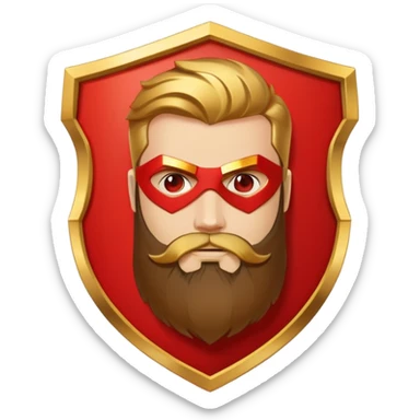 superhero logo with letter B and beard silhouette, shield emblem sticker