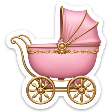 baroque pink baby carriage sticker