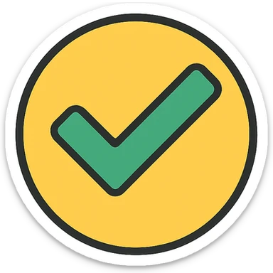checkmark icon, lineal color icon with black outlines, vibrant and clear sticker
