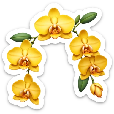 Yellow side facing orchid flower of indian wedding garland sticker