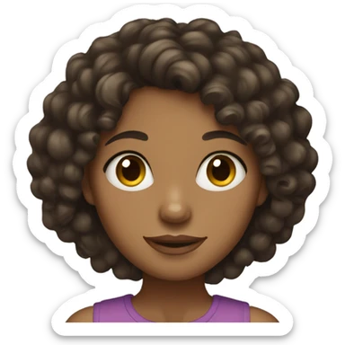 Dark brown curly hair girl with olive skin sticker