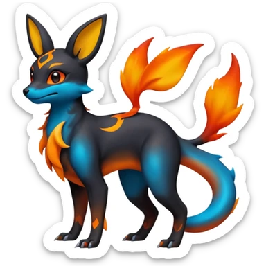 magma-gradients-colored Vernid-Salandit-Umbreon-Flareon-Hybrid (Full body) sticker
