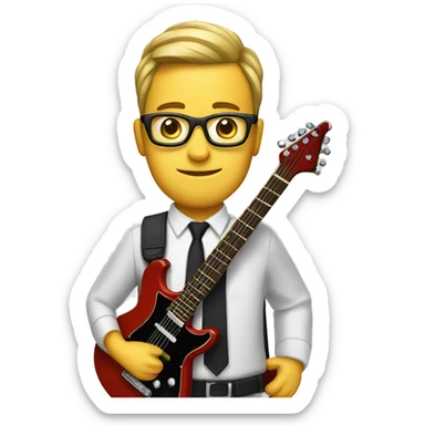 a geek with electric guitar sticker
