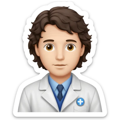 male dark brunette wavy hair vet sticker