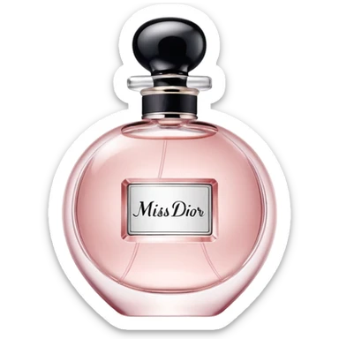Miss Dior perfume bottle, elegant, floral, feminine, soft pink sticker