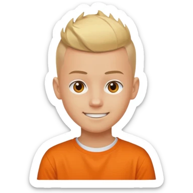 Blonde Buzzcut And Brown Mohawk. Amber Eye. Orange Tshirt. White Sleeve. Teenage Boy sticker