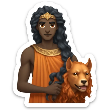 Greek gods Hades with dark hair and Persephone with orange hair sticker