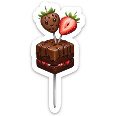 brownies and strawberries on a skewer sticker