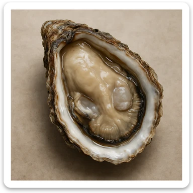 realistic oyster, detailed, lifelike texture, natural colors sticker