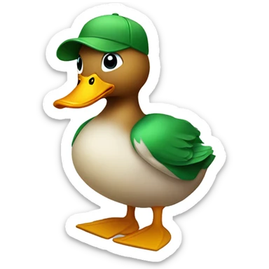 Duck dressed with a green cap  sticker