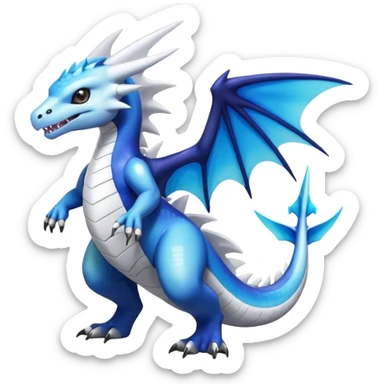 Black and white colorful gradient shiny glossy Fakémon-Digimon-Gabite-Sharpedo-Dragonite-Reshiram-Zekrom-creature-hybrid (full body) sticker