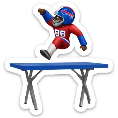 Buffalo bills fan jumping on a folding table sticker