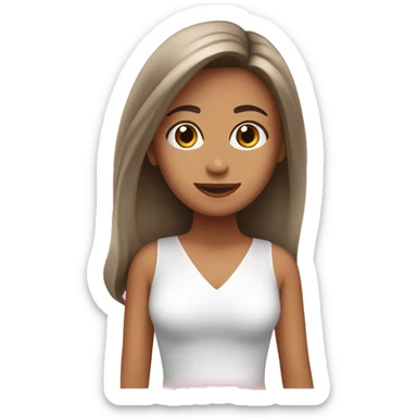 Una chica blanca con el cabello largo y la mano el la cintura com un vestdo rosa sticker