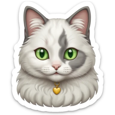 full body view of beautiful female solid dark grey cat with green eyes, white toes/paws and white patch on her chest sticker