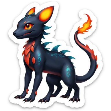Colorful Dark Shiny Exotic Salandit-Umbreon-Quilava-Fakémon-hybrid-creature (full body)  sticker
