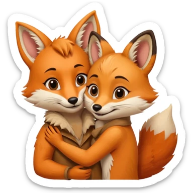A cute female 9 tail fox hugging a male meerkat sticker