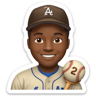 Jackie Robinson with dark brown hair sticker