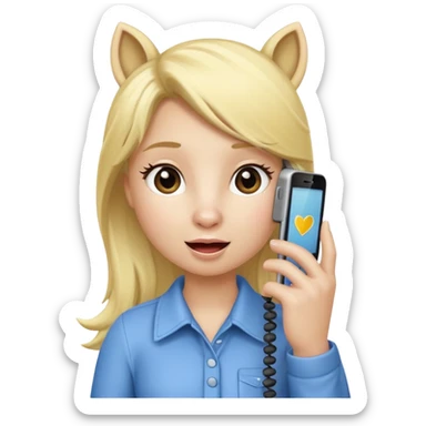 blonde pony talking with cellphone sticker