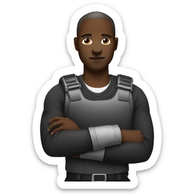 A black man protecting his back with two hands sticker